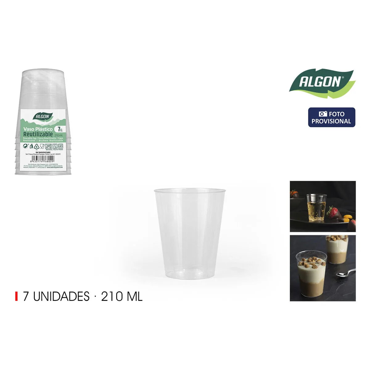 Set de verres algon plastique 210 ml 7 pieces 24 unites s223537757. Oubliez tout ce que vous savez sur le e-commerce. Diaytar réécrit les règles avec une offre audacieuse et éclectique.
