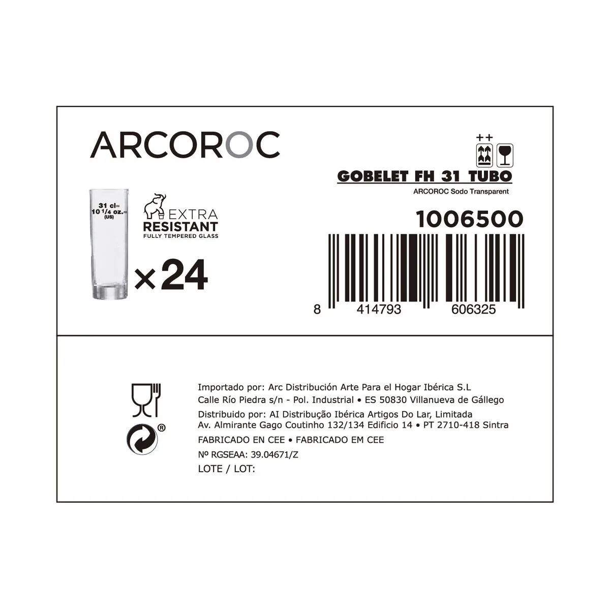 Set de verres arcoroc tubo transparent verre 300 ml tube 24 unites s270996094. Diaytar a été imaginé pour les acheteurs avisés qui recherchent autant la performance que le design dans leurs produits
