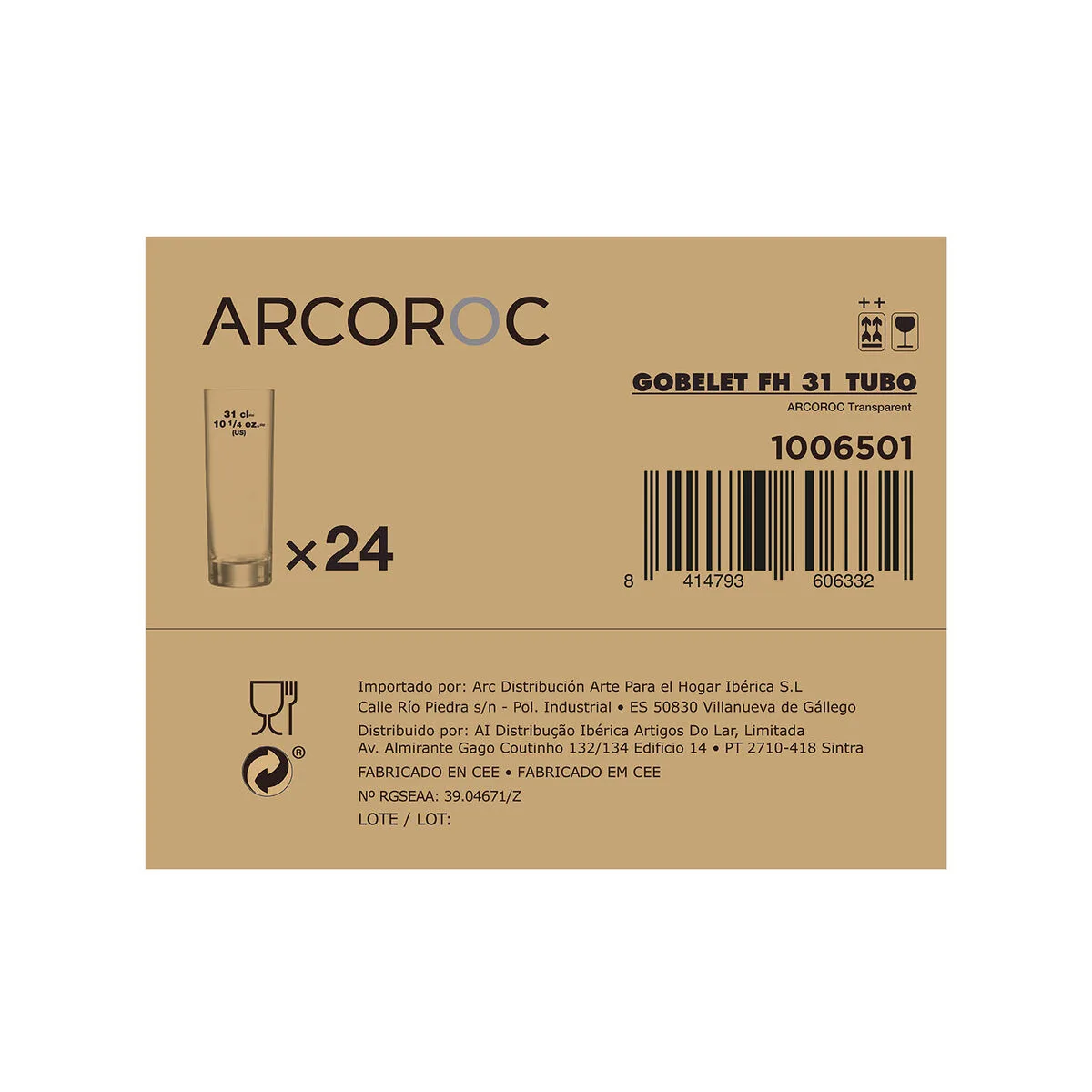 Set de verres arcoroc tubo transparent verre 300 ml tube 24 unites s270996170. Diaytar a fait de la variété son arme secrète : une offre généraliste si vaste que vous y trouverez forcément l'inimaginable