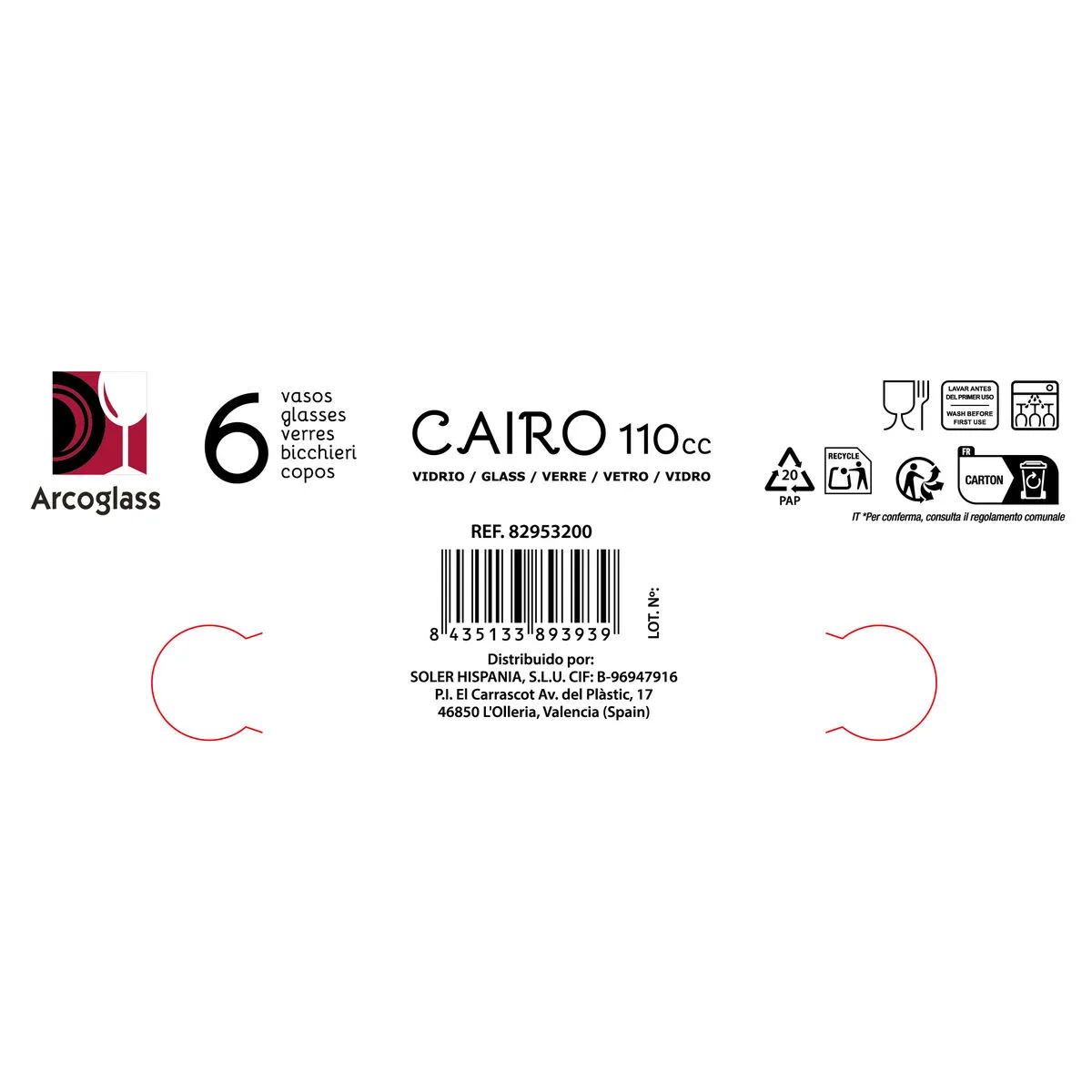 Set de verres la mediterranea cairo 6 pieces 24 unites s223852547. Diaytar Home : Créez l'atmosphère parfaite dans chaque pièce de votre maison.