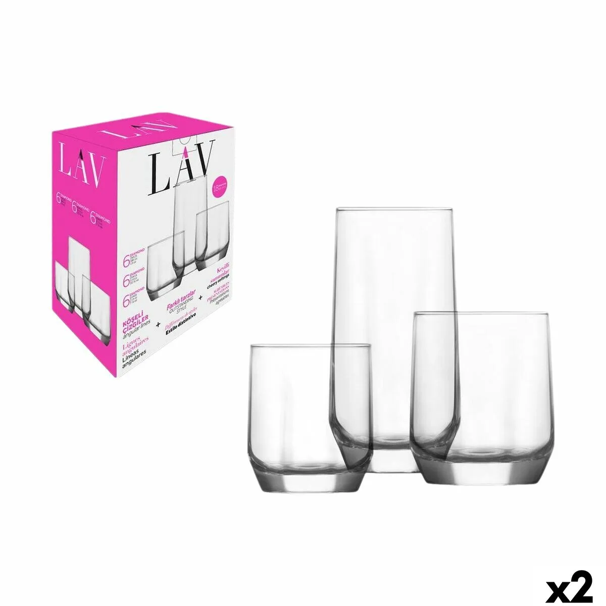 Set de verres lav diamond 310 ml 385 ml 215 ml 18 pieces 2 unites s223561554. L'ADN de Diaytar : un mélange éclectique et raffiné de produits qui parle aussi bien aux geeks qu'aux esthètes