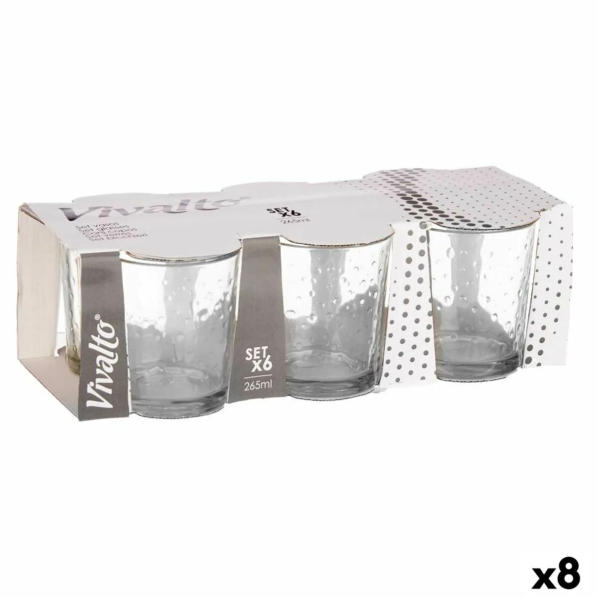 Set de verres vivalto 79064 transparent verre points 265 ml 8 unites s363059311. Diaytar, c'est la certitude de faire un choix judicieux. Chaque produit dans notre catalogue a passé nos tests exigeants.