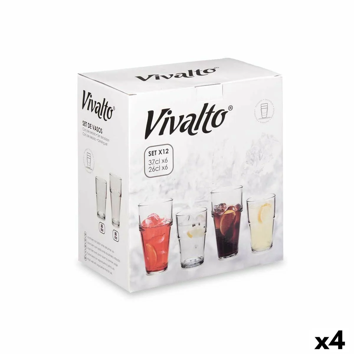 Set de verres vivalto s12176 bha transparent verre 260 ml 370 ml 4 unites s362367829. Révélez votre style avec la collection capsule Diaytar, limitée et exclusive.