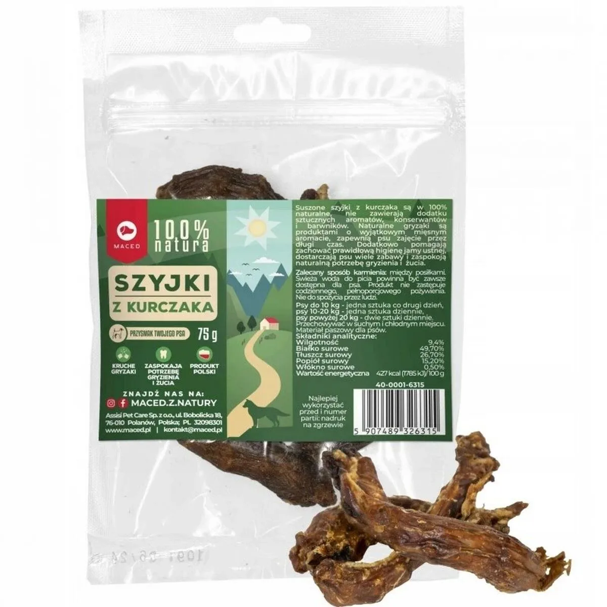 Snack pour chiens maced poulet 75 g s914884250. Diaytar cultive l'art du bien-être à travers ses produits soigneusement choisis.