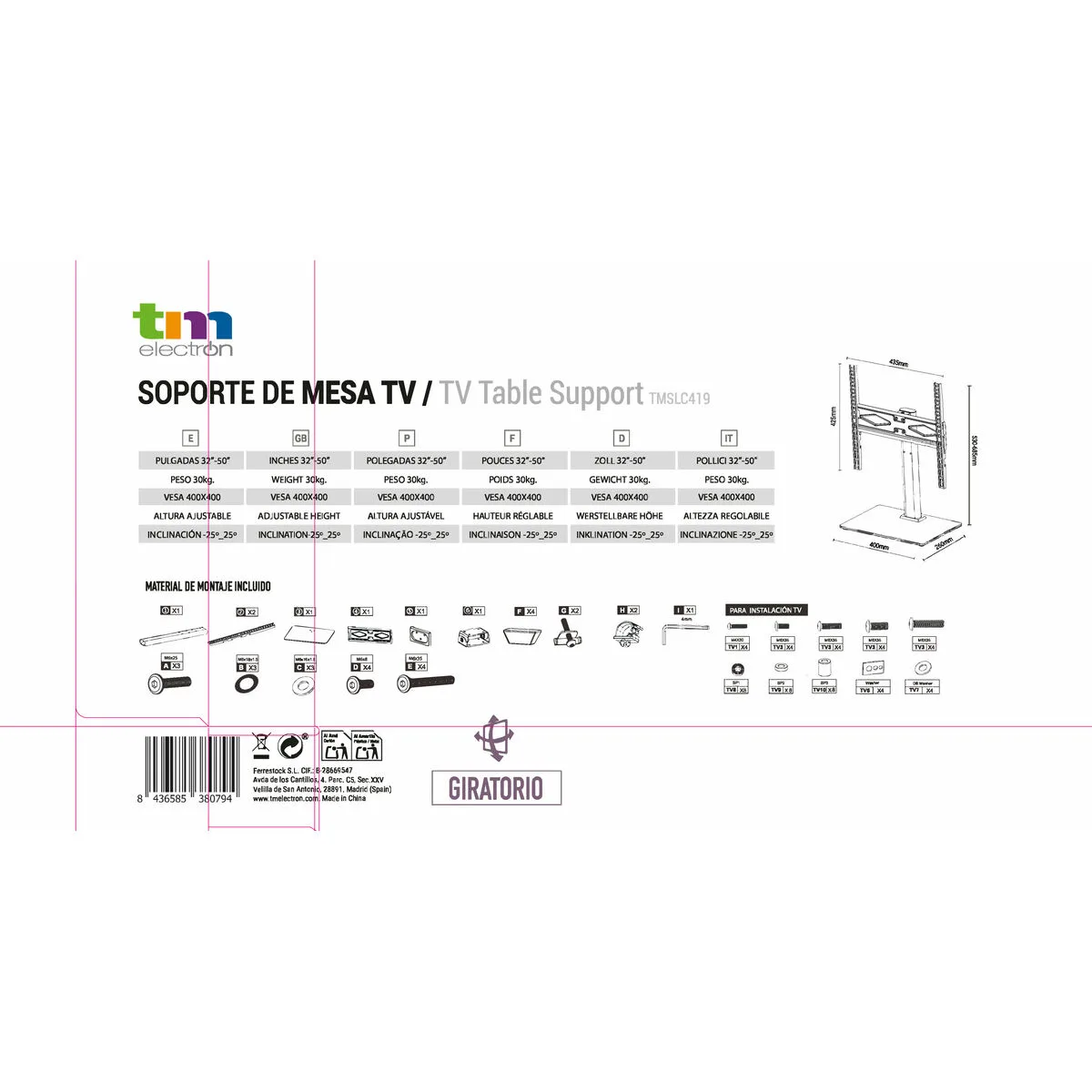Support de tv tm electron 32 50 30 kg s650309624. Diaytar, l'art de mélanger les genres : trouvez l'équipement électronique parfait et l'objet déco qui lui correspondra