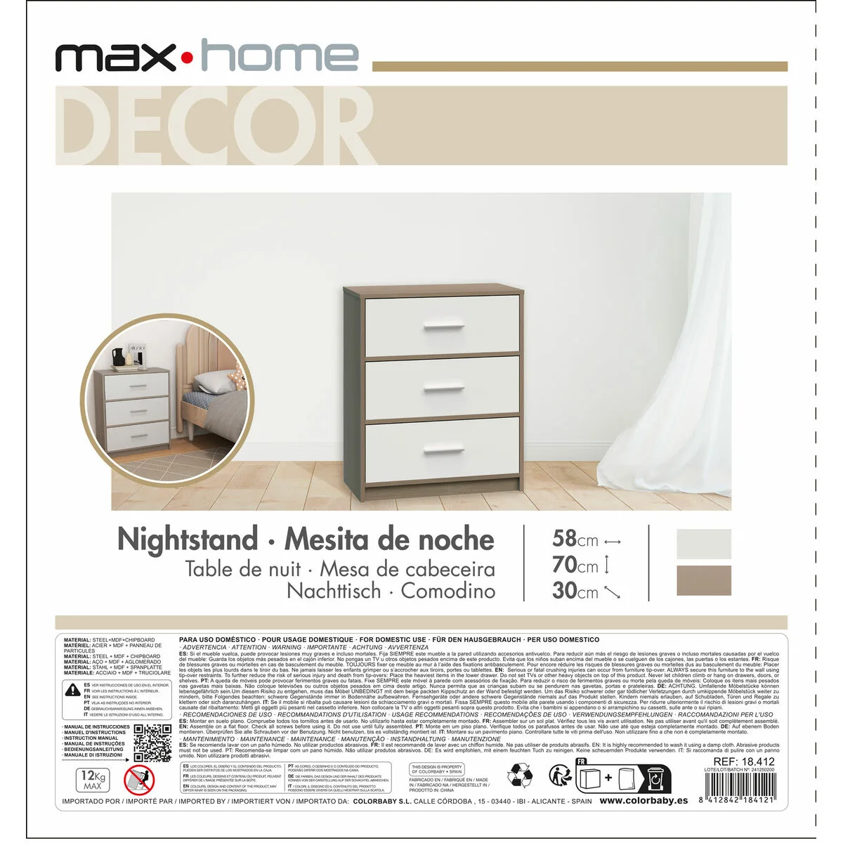 Table de nuit max home blanc gris 58 x 70 x 30 cm s890557164. Diaytar : Votre destination shopping en ligne pour découvrir les dernières tendances et produits généraux soigneusement sélectionnés