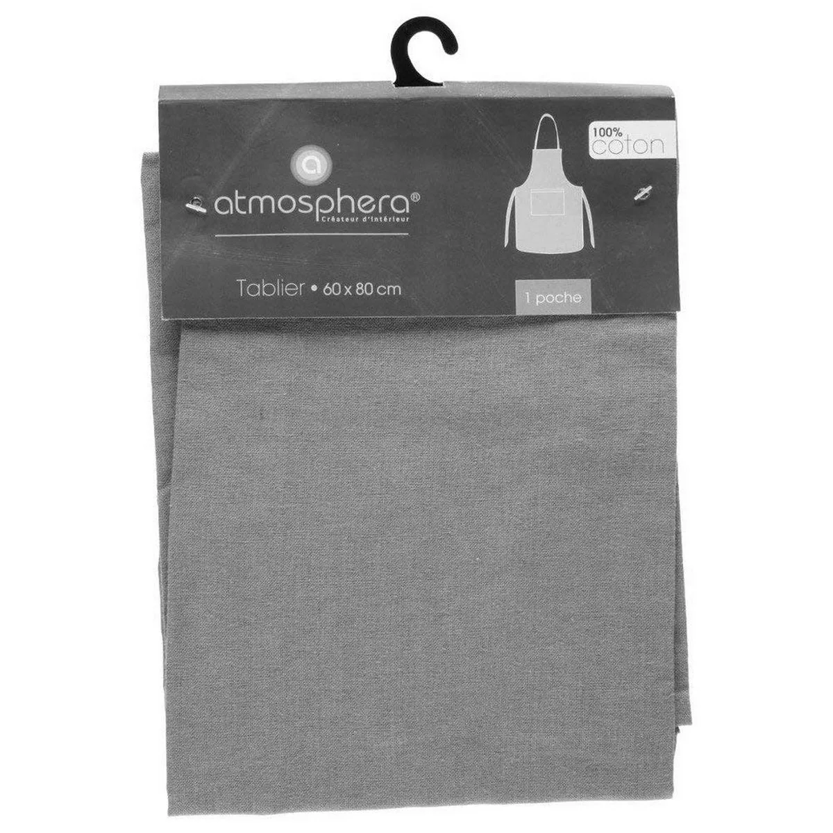 Tablier avec poche atmosphera coton gris clair 60 x 80 cm s790892561. Votre foyer mérite le style et le confort des produits Diaytar Home.