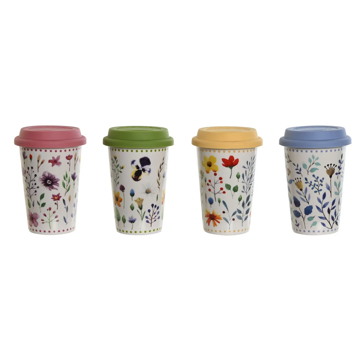 Tasse avec couvercle dkd home decor multicouleur fleurs 400 ml 4 unites s304478239. Découvrez l'univers Diaytar - Des milliers de produits sélectionnés avec soin pour vous.