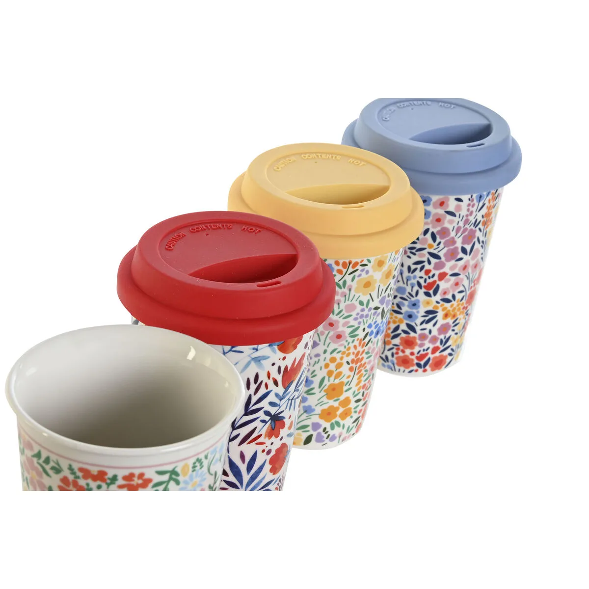 Tasse avec couvercle dkd home decor multicouleur fleurs 400 ml 4 unites s304478480. Plongez dans l'univers Diaytar où chaque produit raconte une histoire.