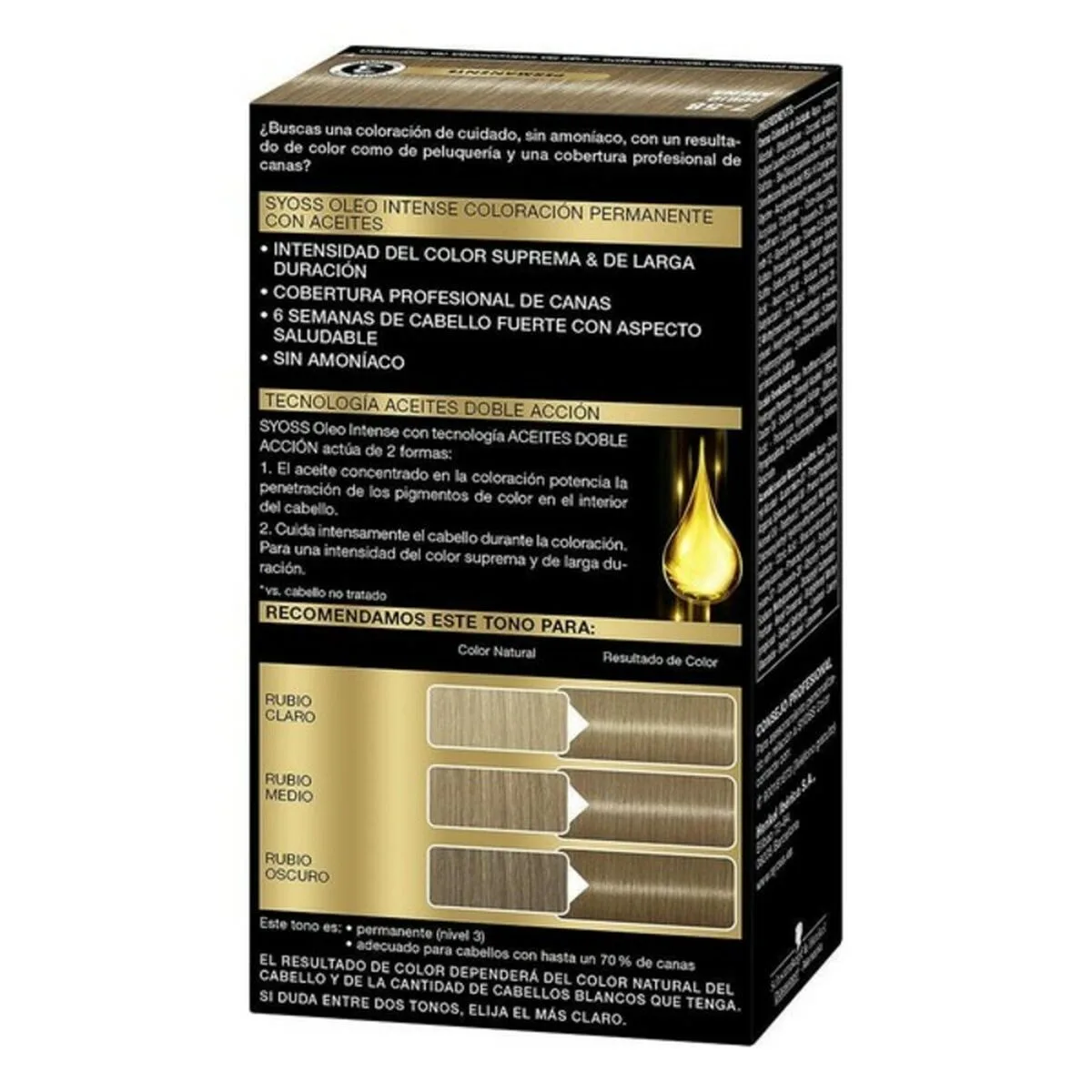 Teinture permanente syoss olio intense sans ammoniaque no 7 58 blond sable s058534874. Diaytar vous connecte à l'essentiel et au superflu stylé : une gamme complète de produits pour tous vos besoins et envies