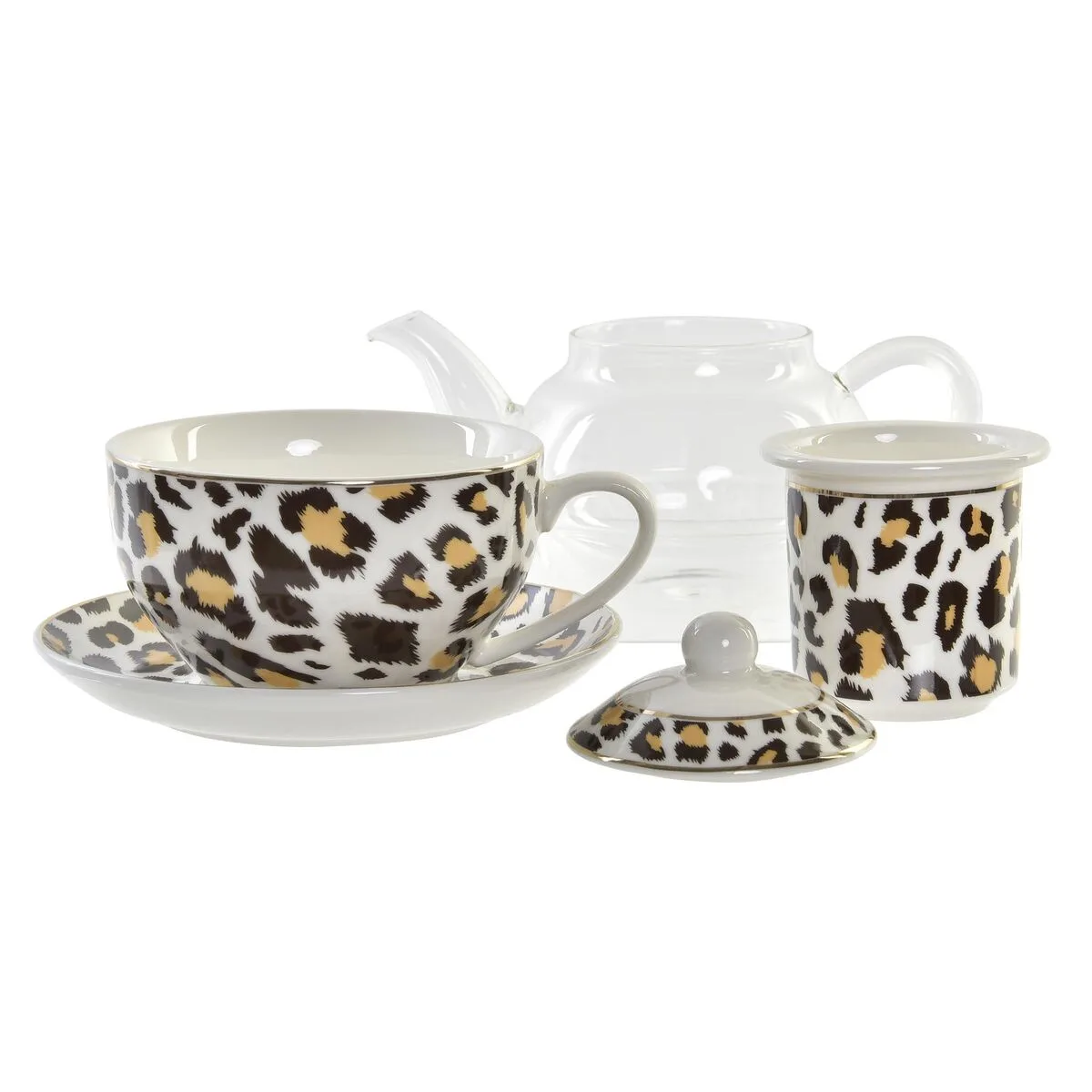 Theiere dkd home decor leopard verre porcelaine marron transparent blanc 2 unites s303712595. Notre équipe Diaytar est une bande de dénicheurs compulsifs, toujours en quête du produit qui provoquera l'étincelle dans votre regard.