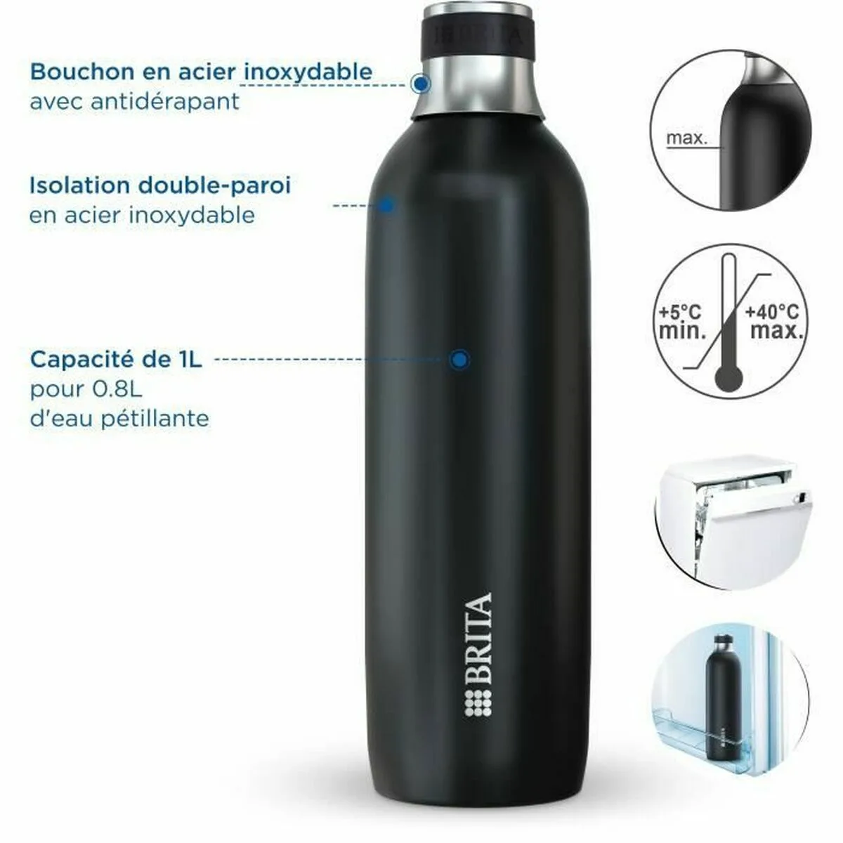Thermos brita 1046734 noir argente acier inoxydable 1 l s9111654198. Diaytar, c'est votre conseiller shopping personnel, toujours à l'affût des pépites qui correspondent à votre style de vie.