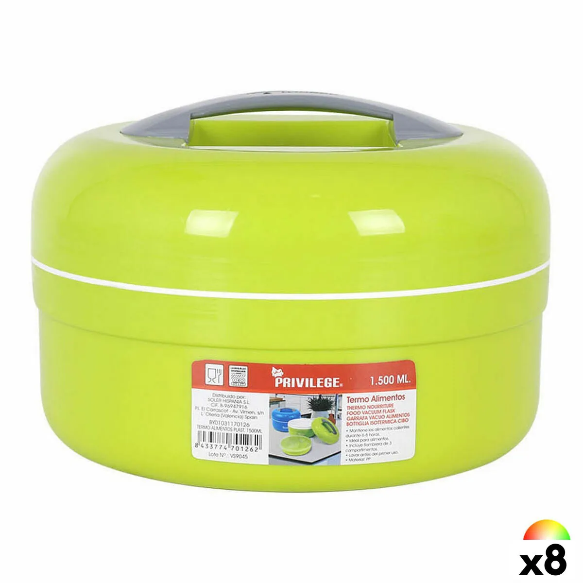 Thermos pour aliments privilege 85285 plastique 22 x 15 cm 8 unites 1 5 l s223113934. Diaytar a fait le pari de la transparence : nous vous disons tout sur l'origine et la conception de nos produits.