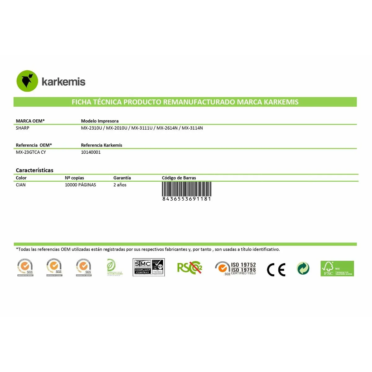 Toner original karkemis mx 23gtca cyan m052551517. Diaytar, c'est votre partenaire de confiance pour construire un quotidien plus fluide, plus beau, et plus inspirant.