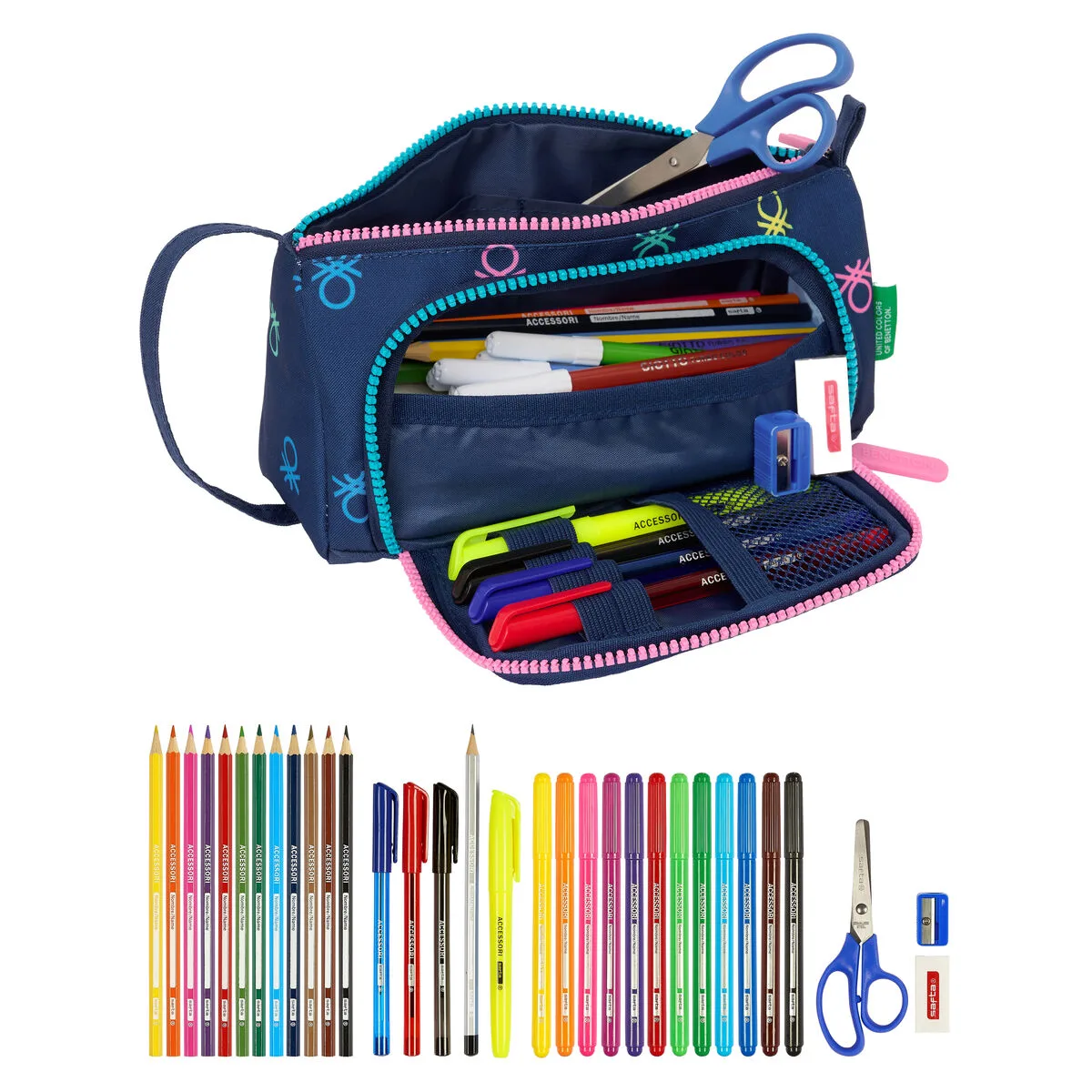 Trousse scolaire avec accessoires benetton cool blue marine 20 x 11 x 8 5 cm 32 pieces s430998017. Diaytar Mode : Où l'élégance rencontre l'originalité pour un style unique.