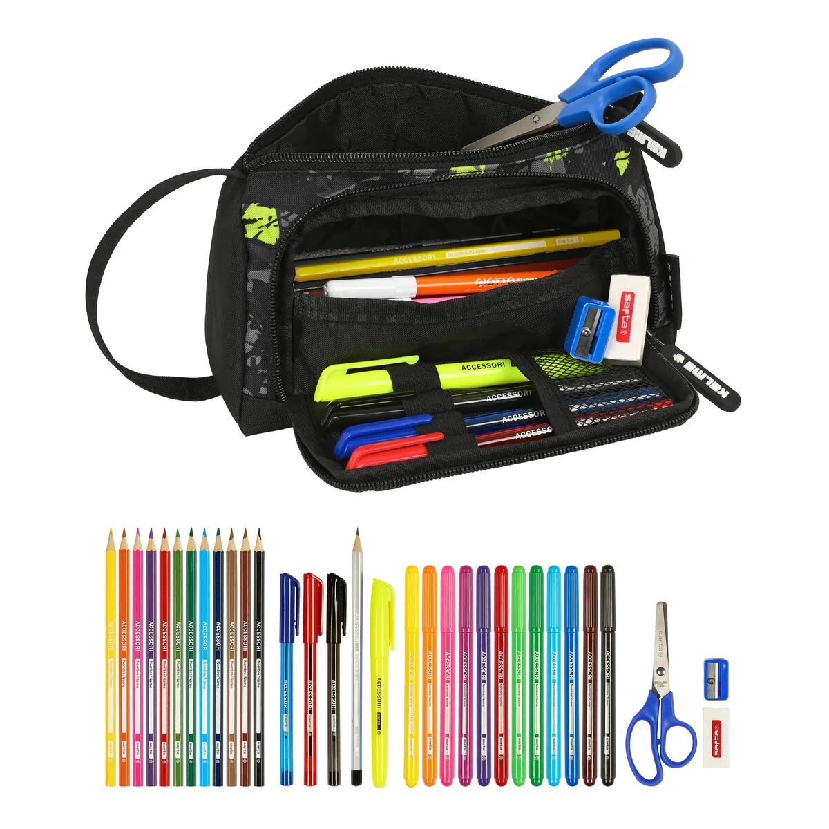 Trousse scolaire avec accessoires kelme jungle noir gris citron 20 x 11 x 8 5 cm 32 pieces s430821299. Notre équipe Diaytar est une bande de dénicheurs compulsifs, toujours en quête du produit qui provoquera l'étincelle dans votre regard.
